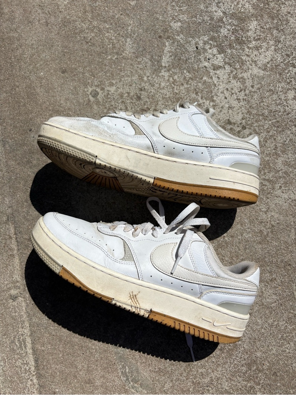 Nike White Leather Low-Top Sneakers with Gum Accents